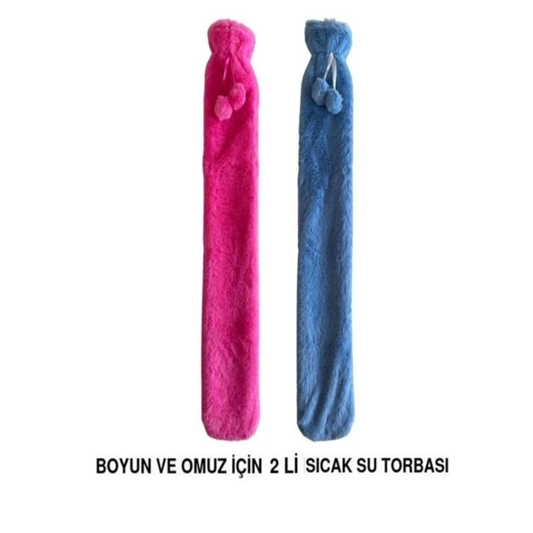 SICAK SU TORBASI 2 Lİ SET,BOYUN VE OMUZ ICIN  UZUN PELUŞ PONPONLU 2LT TERMOFOR 75x13CM - Resim 4