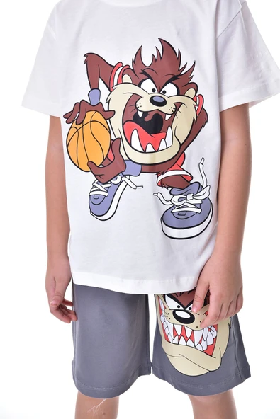 Tazmanya (Tasmanian Devil) Baskılı 2'li Şort - T-Shirt Çocuk Takım - 5