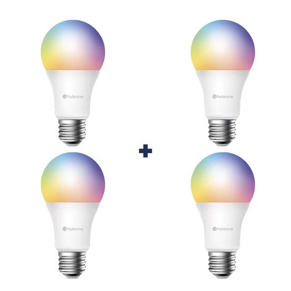 Hybrone LED RGB Wİ-Fi Akıllı Ampul, 4lü Set, 16 Milyon Renk, 900 Lümen, E27 Duy, Uygulama ile Kontrol