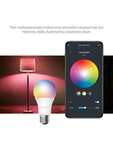 Hybrone LED RGB Wİ-Fi Akıllı Ampul, 4lü Set, 16 Milyon Renk, 900 Lümen, E27 Duy, Uygulama ile Kontrol - 3