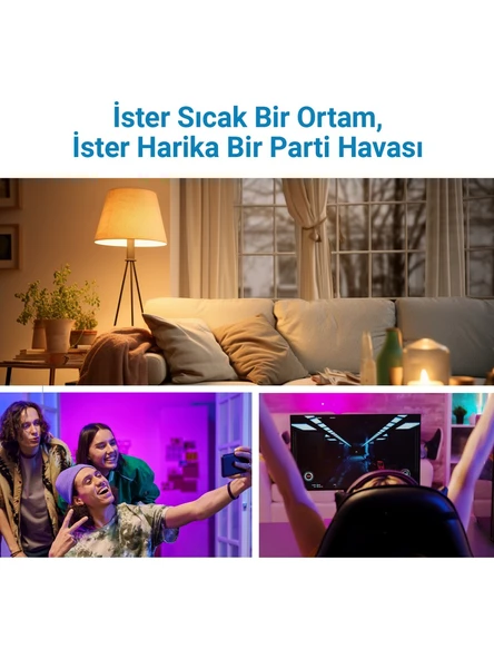 Hybrone LED RGB Wİ-Fi Akıllı Ampul, 4lü Set, 16 Milyon Renk, 900 Lümen, E27 Duy, Uygulama ile Kontrol - 5