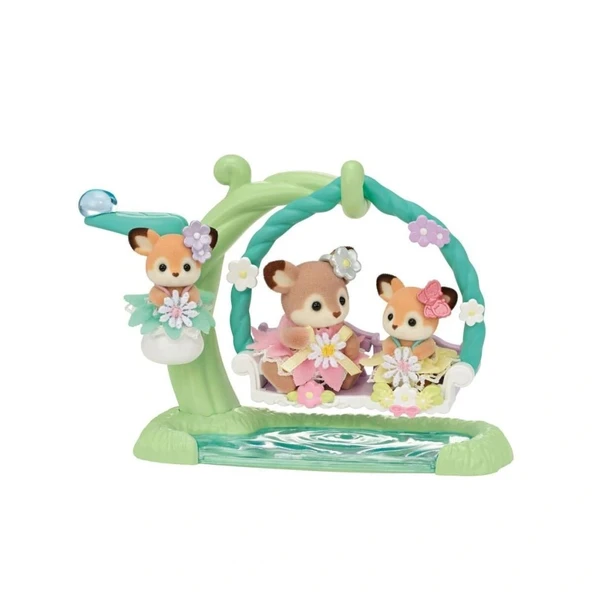 Nessiworld 5801 Sylvanian Families Geyik Bebekler ve Çiçekli Salıncak Seti +3 yaş - Resim 2