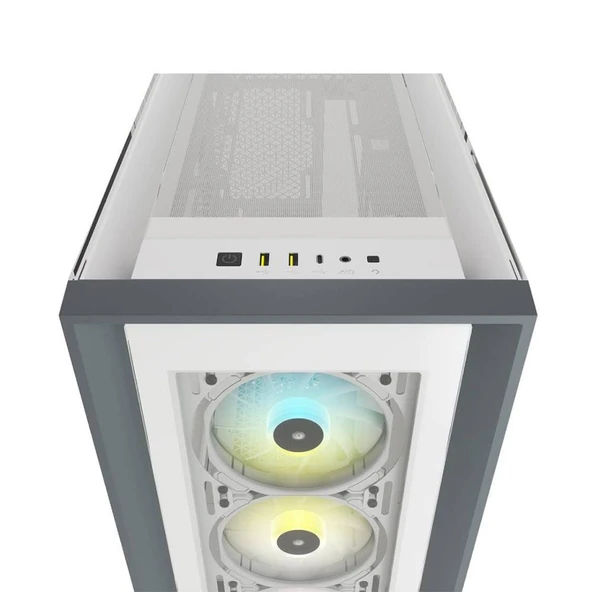 CORSAIR CC-9011213-WW 5000X RGB Temperli Camlı  Mid-Tower ATX Beyaz Gaming Kasa - 2