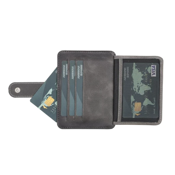 Çok Bölmeli Slim Deri Kartlık BLW019 TN18EF Gri - 5