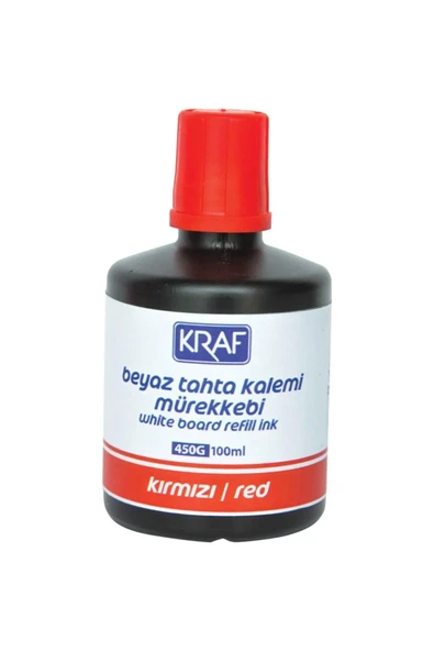 Kraf Beyaz Tahta Kalem Mürekkebi Kırmızı 100Ml (450G)