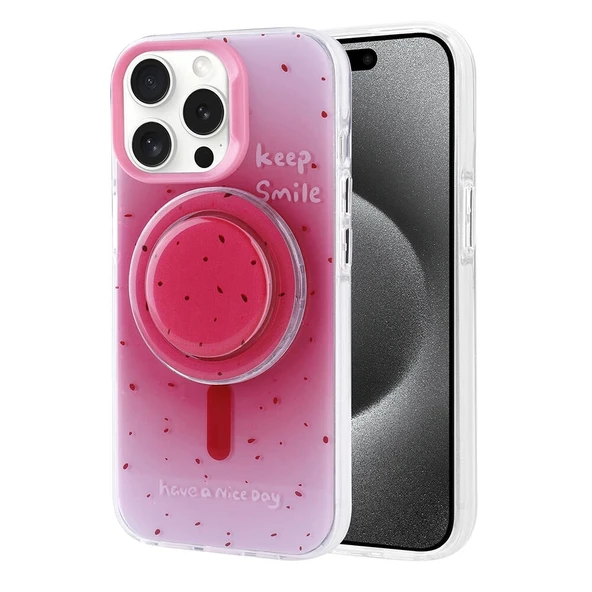 Apple iPhone 15 Pro Max Kılıf M-safe Şarj Özellikli Tak-Çıkar Pop Soketli Zore Tiktok Kapak - 6