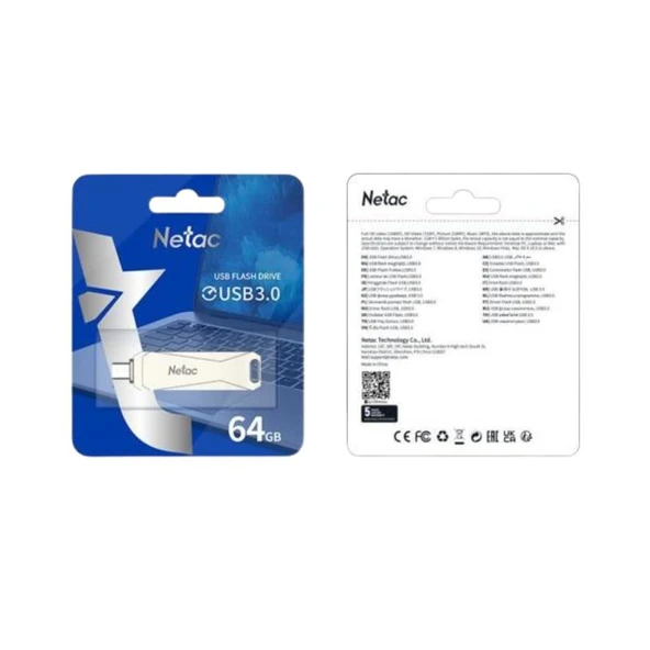 Netac 64GB Type-C + USB 3.0 Flash Bellek - NT03U782C-064G-30PN - Resim 2