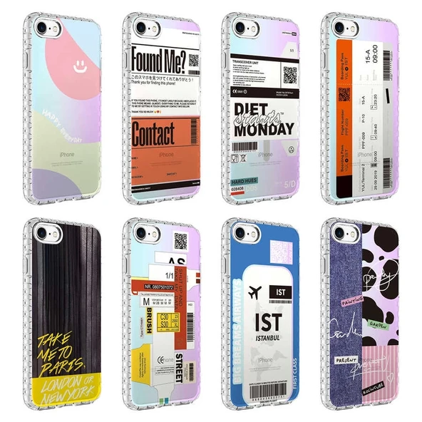 Apple iPhone 8 Kılıf Airbag Kenarlı Renkli Desenli Silikon Zore Elegans Kapak - Resim 2