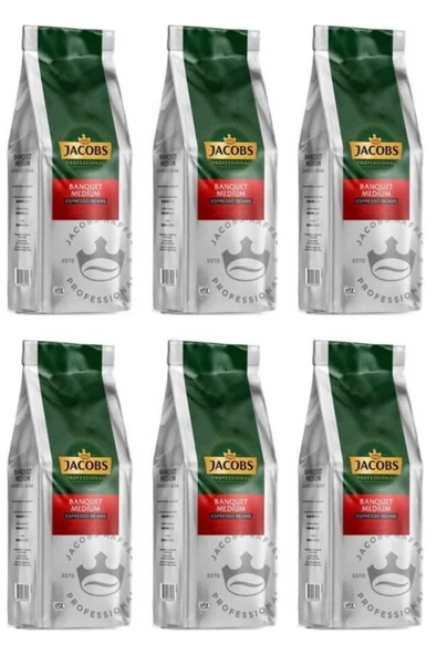 Jacobs Banquet Medium Espresso Beans Çekirdek Kahve 1000 gr X 6 Paket