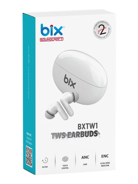 Bix Soundcraft Tw1 Anc Çağrı ve Aktif Gürültü Önleyici Bluetooth 5.2 Ipx4 Kulak Içi Kulaklık Beyaz - 6