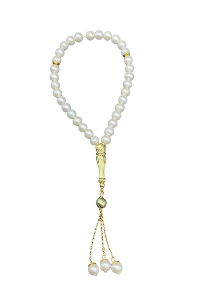 Beyaz Doğal İnci Püsküllü Tesbih ürün görseli 1