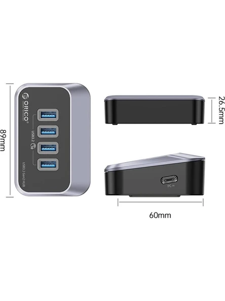 Orıco 4 Portlu Type-C Bağlantılı Usb3.2 Gen2 Çoklayıcı Hub Outlet - 5