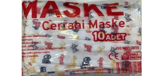 MASKE COCUK CIRCLES DESENLI TELLI 10'LU POSETTE