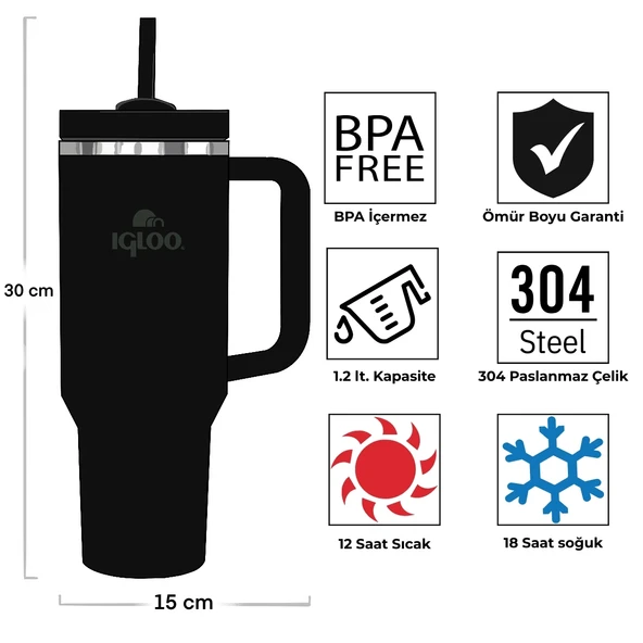 Igloo Stadler Thermo-Mug 1.2 Litre-SİYAH - 4