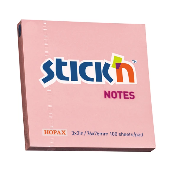 Hopax Stıckn Yapışkanlı Not Kağıdı (12 adet )  100 YP 76x76 Pastel Pembe 21148