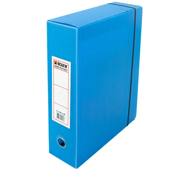 Üçgen Proje Kutusu ( 50 adet) Plastik Lastikli Battal 29X40X9 Mavi