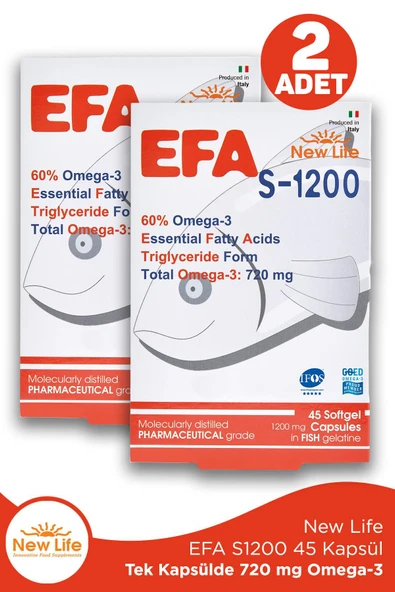New Life EFA S-1200 mg 45 Kapsül 2 Adet