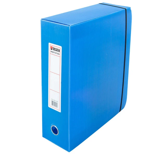 Üçgen Proje Kutusu Plastik Lastikli Battal Geniş 29x36x15 Mavi ( 50 ADET )