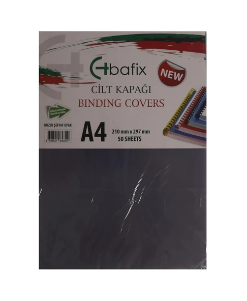 Bafix Cilt Kapağı Plastik Opak A4 350 MIC Buzlu Şeffaf-50-PKT