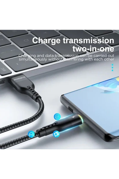 MFS  LED Aydınlatmalı USB Type C Kablosu Hızlı Şarj ve Veri Kablosu 2 M - 7