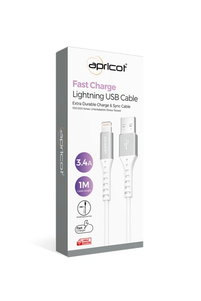 Apricot APC-A140L Lightning 1M 3.4A Şarj + Data Kablosu - 2