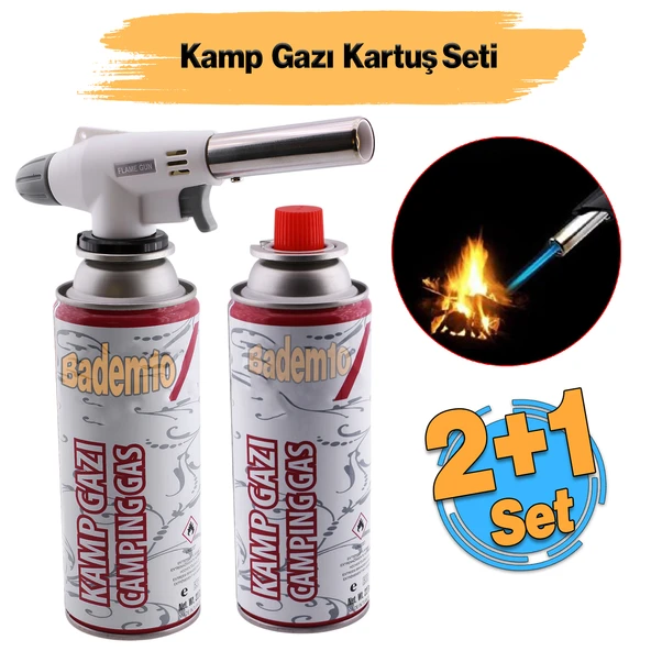 Çakmaklı Pürmüz Yedek Kartuşu Kamp Gazı 227 Gram Piknik Kamp Mangal Mutfak Ateş Tutuşturucu 2+1 Set