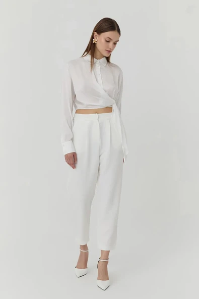 Quzu Kemer Detaylı Kadın Pantolon ürün görseli 1