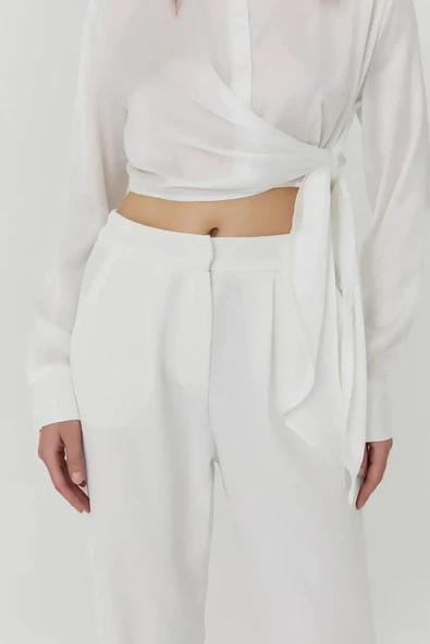 Quzu Kemer Detaylı Kadın Pantolon - Resim 8