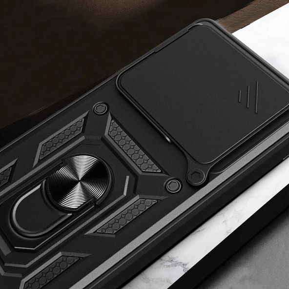 Huawei Pura 70 5G Kılıf Magnetik Standlı Kamera Korumalı Zore Sürgülü Vega Kapak - 7