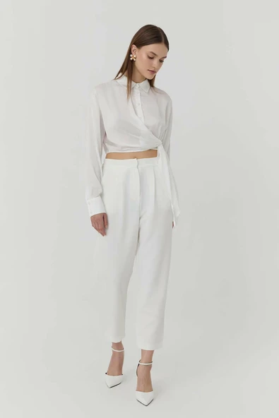 Quzu Kemer Detaylı Kadın Pantolon - Resim 2