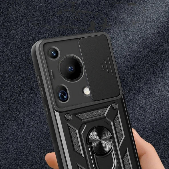 Huawei Pura 70 Ultra Kılıf Magnetik Standlı Kamera Korumalı Zore Sürgülü Vega Kapak - 5