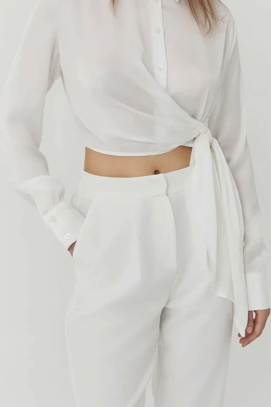 Quzu Kemer Detaylı Kadın Pantolon - Resim 7