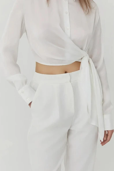 Quzu Kemer Detaylı Kadın Pantolon - Resim 6