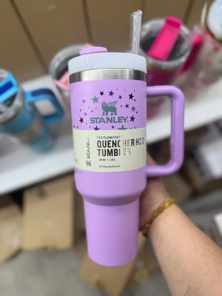Stanley  Quencher Pipetli Termos Bardak 1.18 Lt Lila Kalp