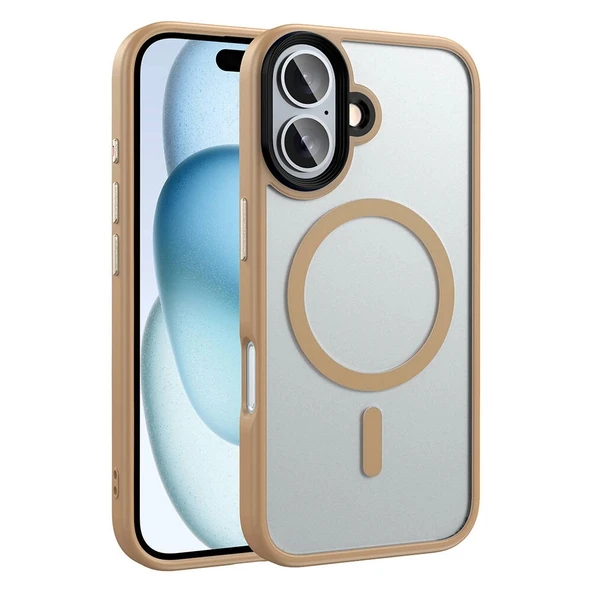 Apple iPhone 16 Plus Kılıf Mat Arka Yüzey Wireless Şarj Özellikli Zore Flet M-safe Kapak