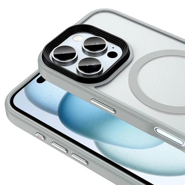 Apple iPhone 16 Pro Max Kılıf Mat Arka Yüzey Wireless Şarj Özellikli Zore Flet M-safe Kapak - Resim 5