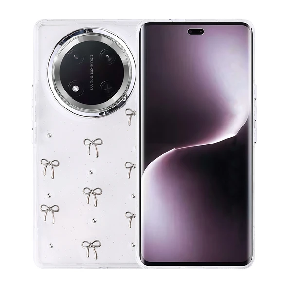 Honor Magic 7 Lite Kılıf Airbag Tasarımlı Simli Şeffaf Kutup Kapak - Resim 2