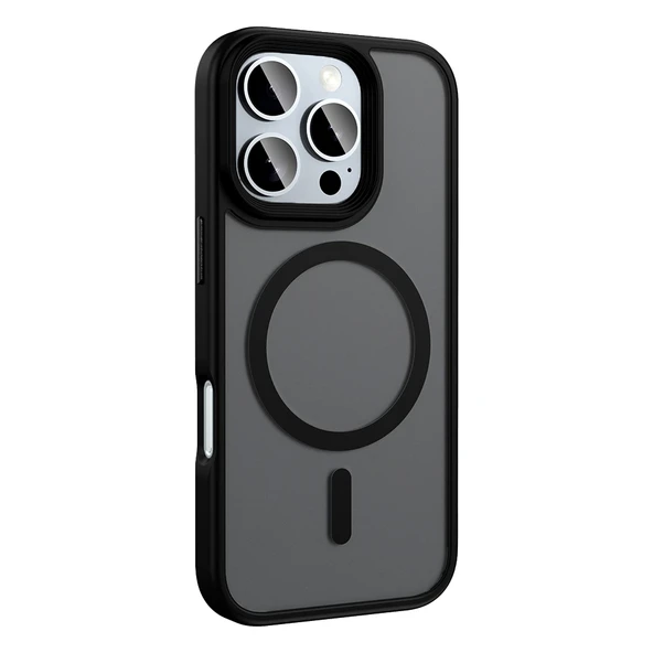 Apple iPhone 16 Pro Max Kılıf Mat Arka Yüzey Wireless Şarj Özellikli Zore Flet M-safe Kapak - Resim 11