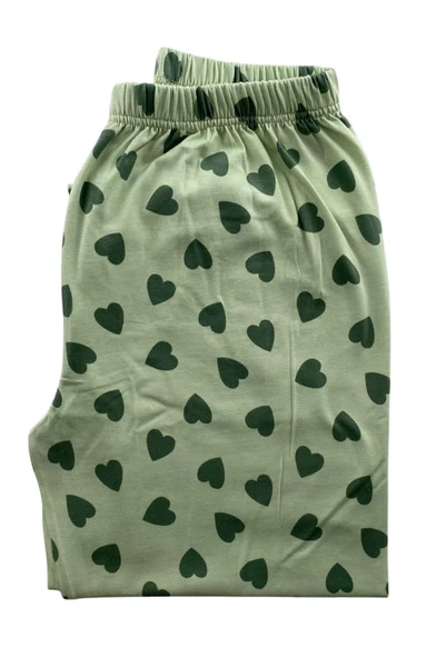 Kadın Kalp Desenli Kısa Kollu Pijama Takım - 5645 - STLLA PNK - 3