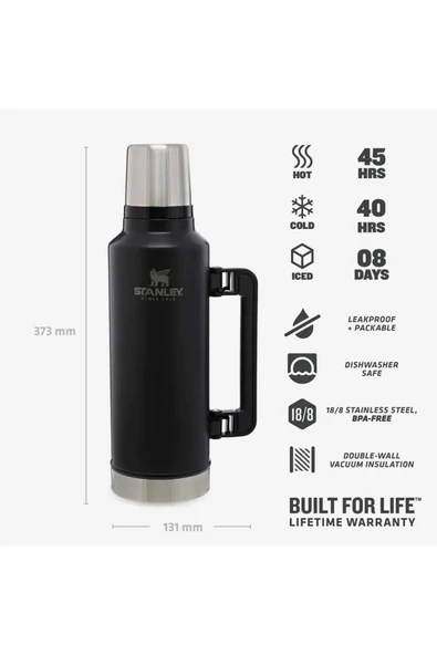 Stanley 2 QT Klasik Vakumlu Paslanmaz Çelik Termos 1.9 LT 1,9 LT - Siyah 10-07934-004 - 5