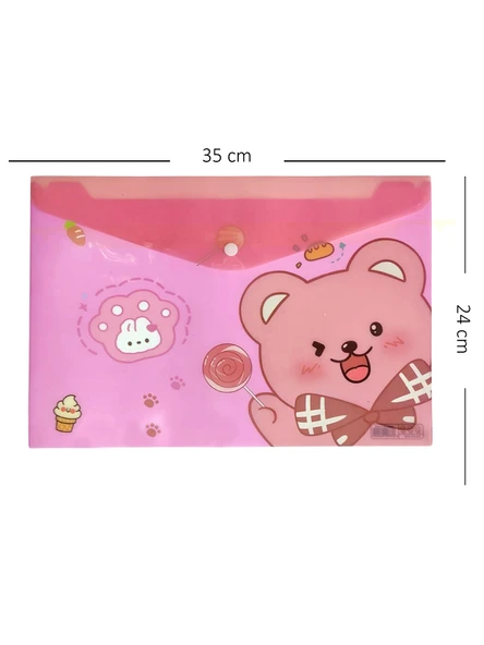 Sevimli Ayıcık Pembe Desenli Çıt Çıtlı Zarf Dosya - 1 Adet