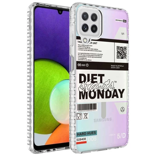 Galaxy M32 Kılıf Airbag Kenarlı Renkli Desenli Silikon Zore Elegans Kapak - 1