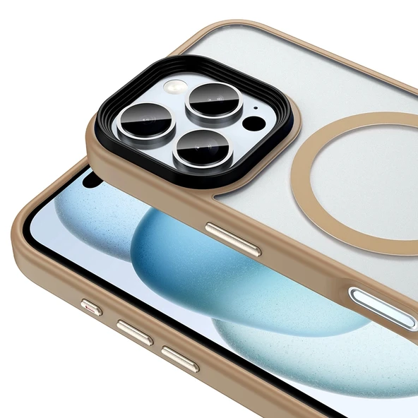 Apple iPhone 16 Pro Max Kılıf Mat Arka Yüzey Wireless Şarj Özellikli Zore Flet M-safe Kapak - Resim 4