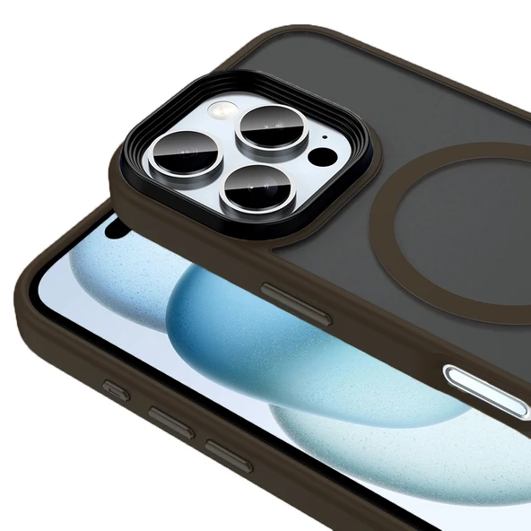 Apple iPhone 16 Pro Max Kılıf Mat Arka Yüzey Wireless Şarj Özellikli Zore Flet M-safe Kapak - Resim 9