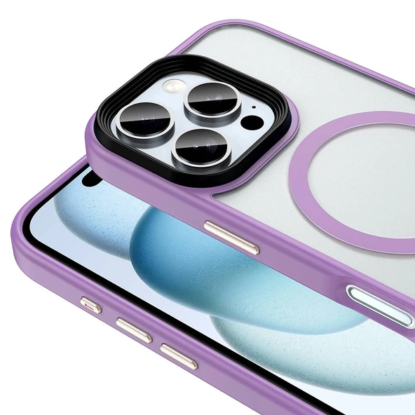 Apple iPhone 16 Pro Max Kılıf Mat Arka Yüzey Wireless Şarj Özellikli Zore Flet M-safe Kapak - Resim 2