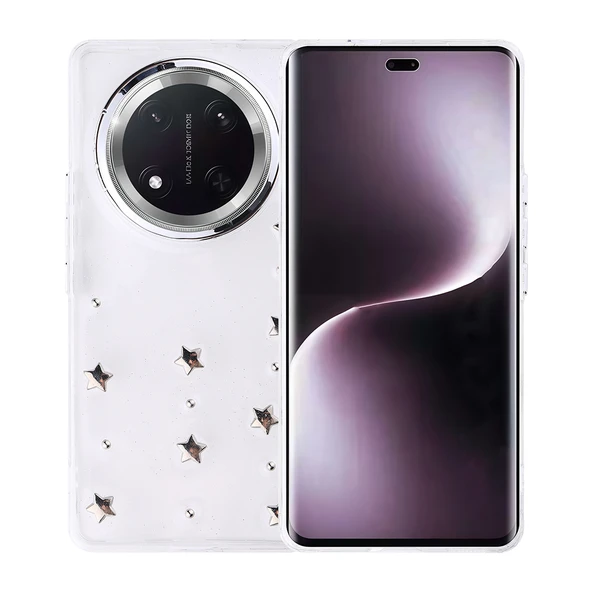 Honor Magic 7 Lite Kılıf Airbag Tasarımlı Simli Şeffaf Kutup Kapak - Resim 5