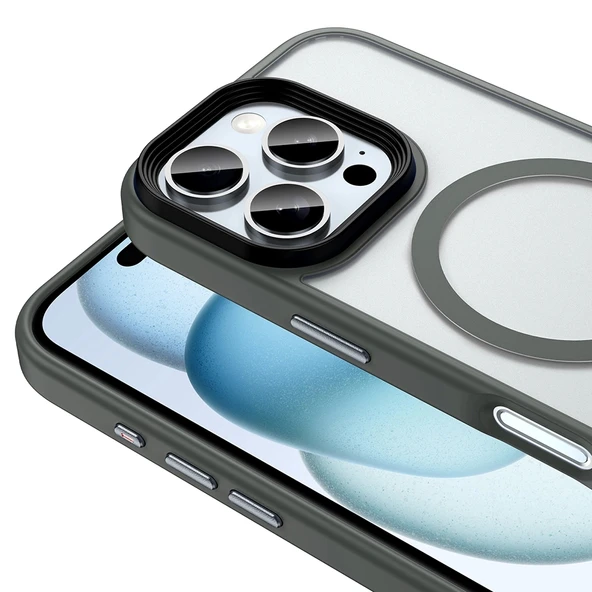 Apple iPhone 16 Pro Max Kılıf Mat Arka Yüzey Wireless Şarj Özellikli Zore Flet M-safe Kapak - Resim 10