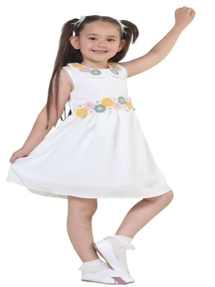 Gülücük Kids G01631-433 Kız Çocuk Keten Jile Elbise