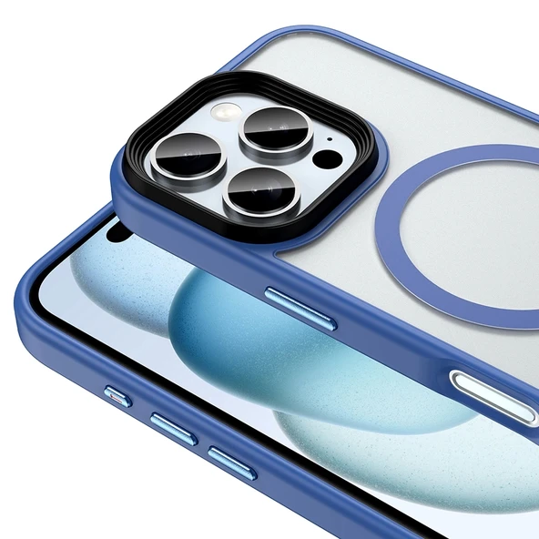 Apple iPhone 16 Pro Max Kılıf Mat Arka Yüzey Wireless Şarj Özellikli Zore Flet M-safe Kapak - Resim 7