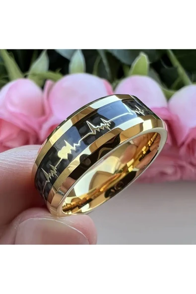 Vipfoni 88 mm Kalp Atışı EKG Aşk Paslanmaz Çelik Unisex Yüzük